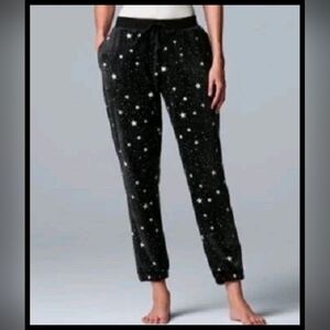 Simply Vera Wang Pull-On Draw String Fleece Starry Night Pajama Bottoms Sz Lrg